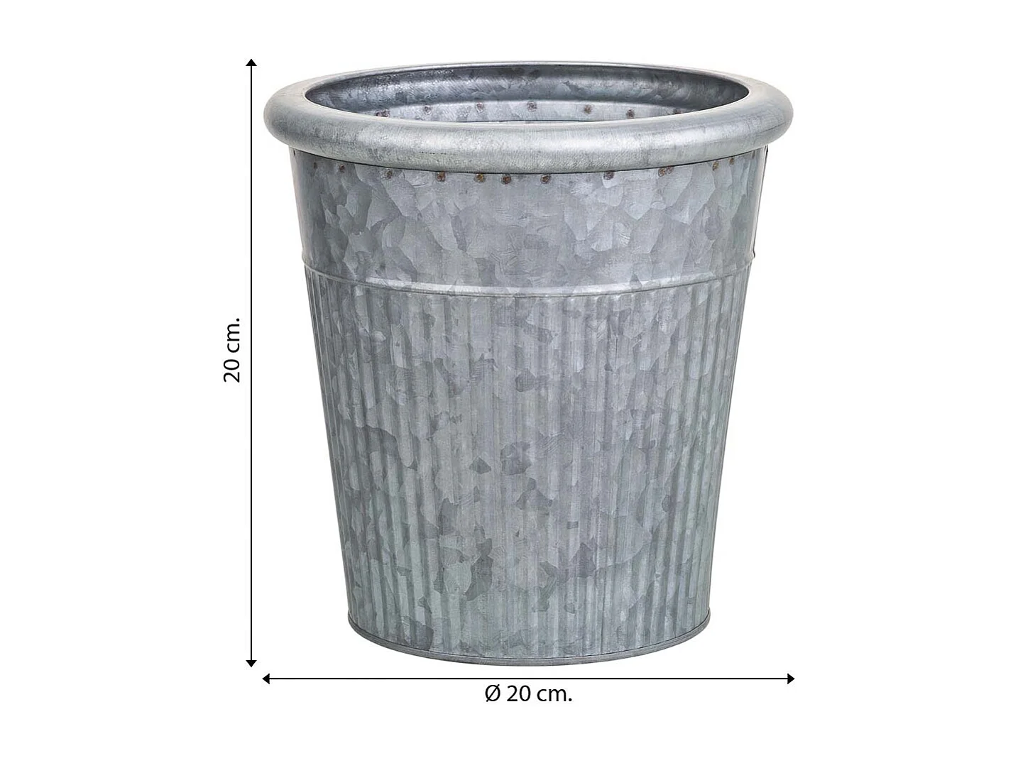 Grauer Metallblumentopf D20x20h cm B14