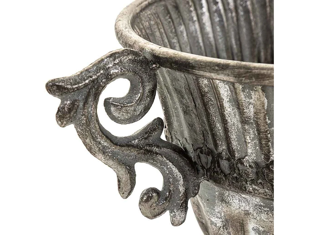 Vaso de flores em metal prateado 36x24,5x22,5