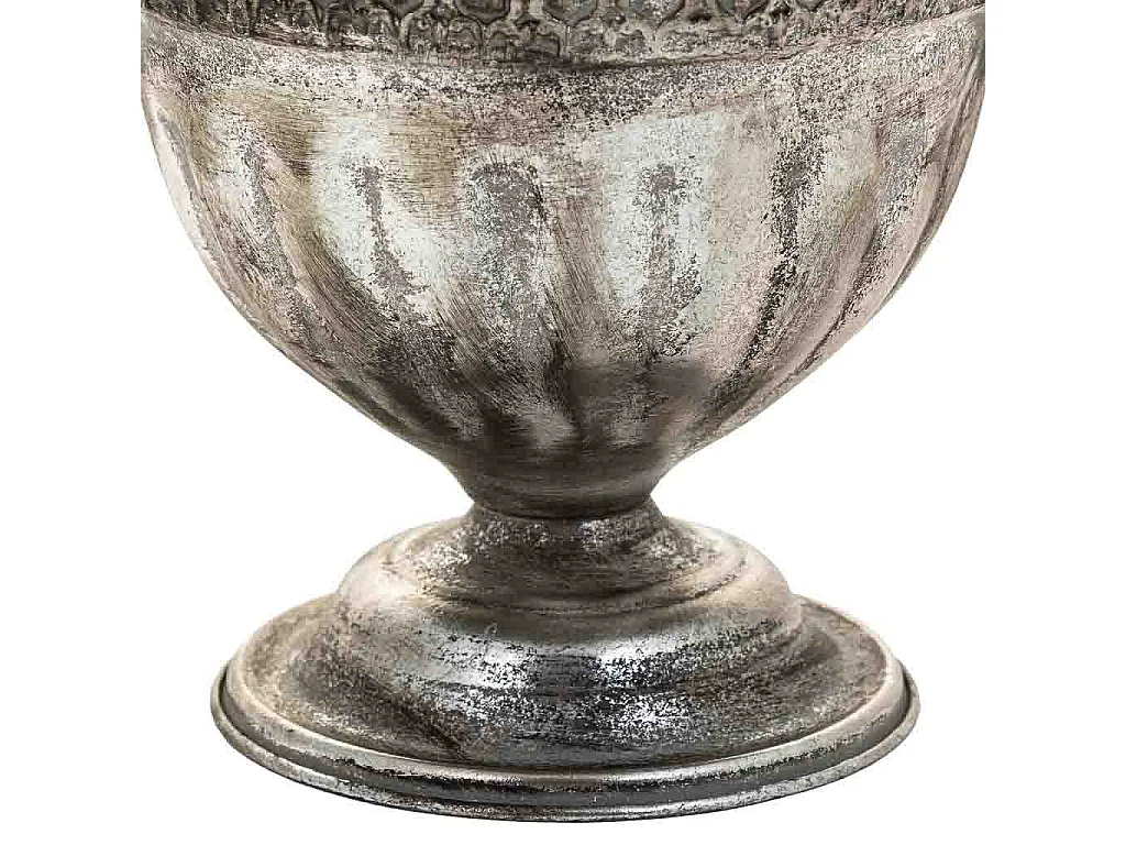 Vaso de flores em metal prateado 36x24,5x22,5