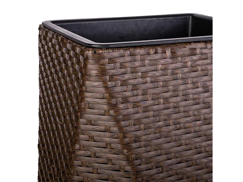 Brauner Polyrattan-Blumentopf 31x31x56h cm