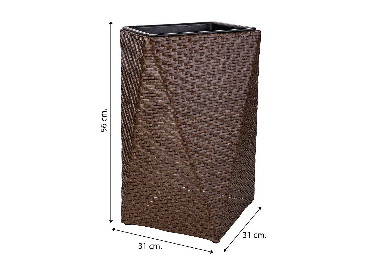Cache-pot en rotin marron 31x31x56h