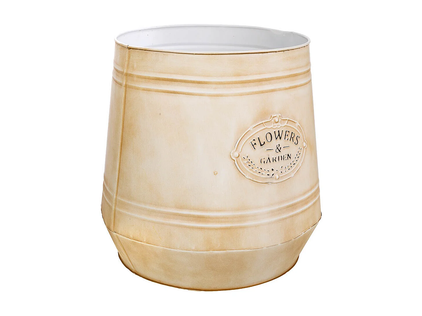 Blumentopf aus weißem Metall, 30 x T26 x 31 H cm, T: 30 cm