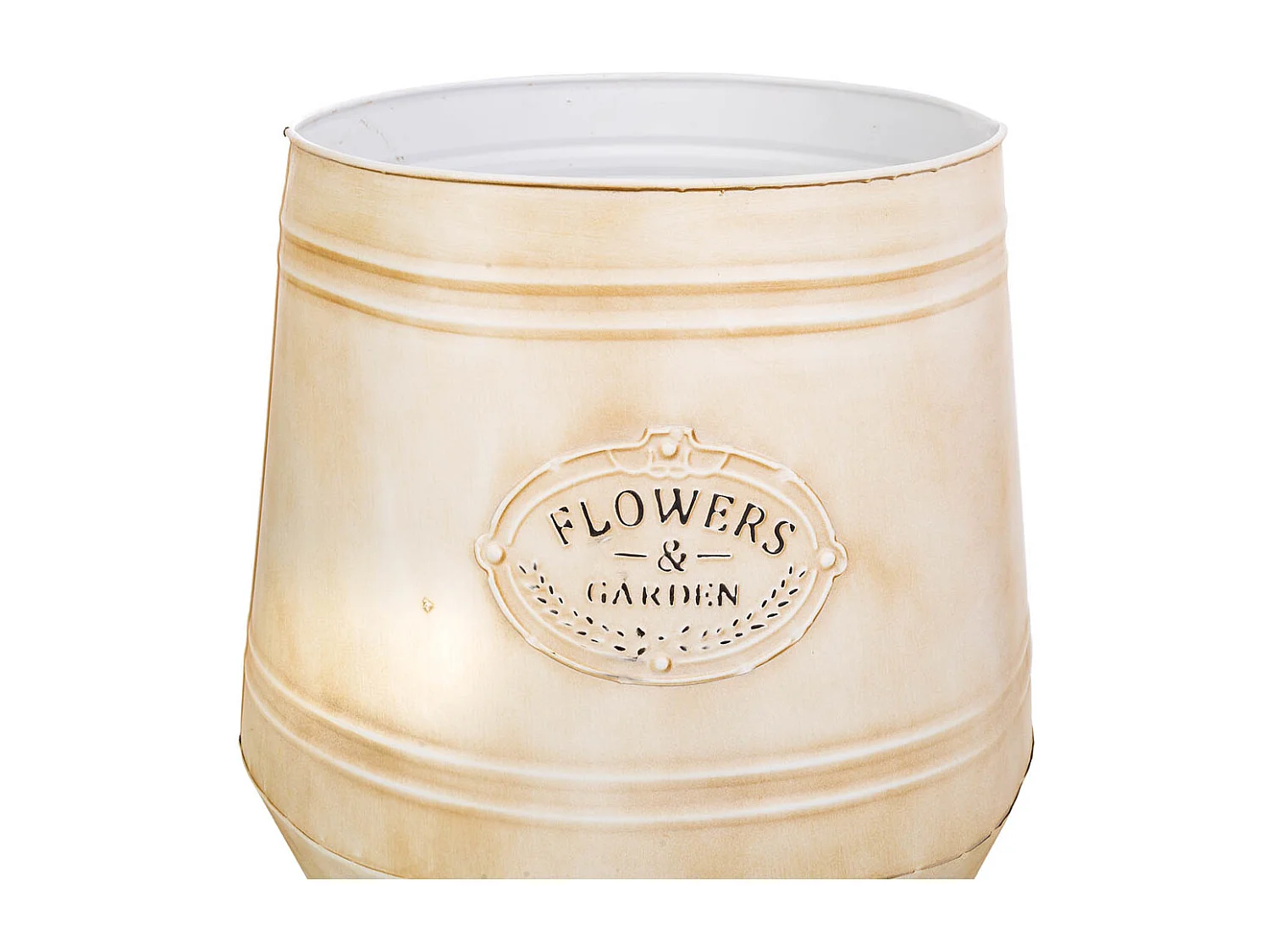 Blumentopf aus weißem Metall, 30 x T26 x 31 H cm, T: 30 cm