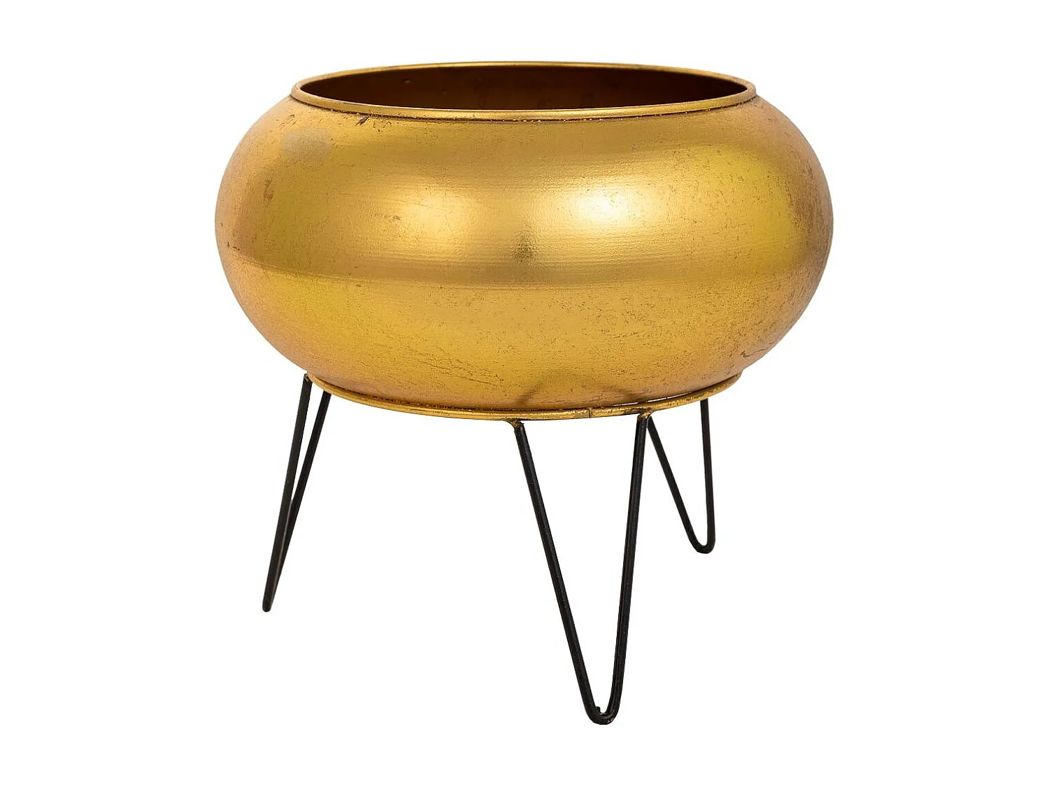 Vaso de flores com suporte em metal dourado 29x29x26,5