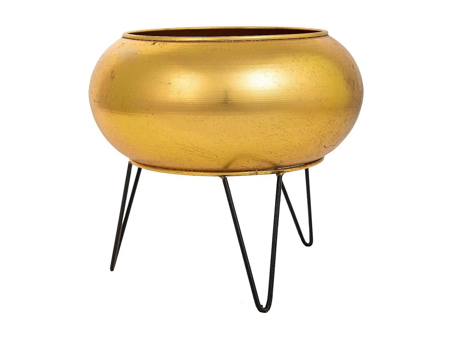 PflanzgefÃ¤ß mit goldener Metallhalterung, 29 x 29 x 26,5 h cm