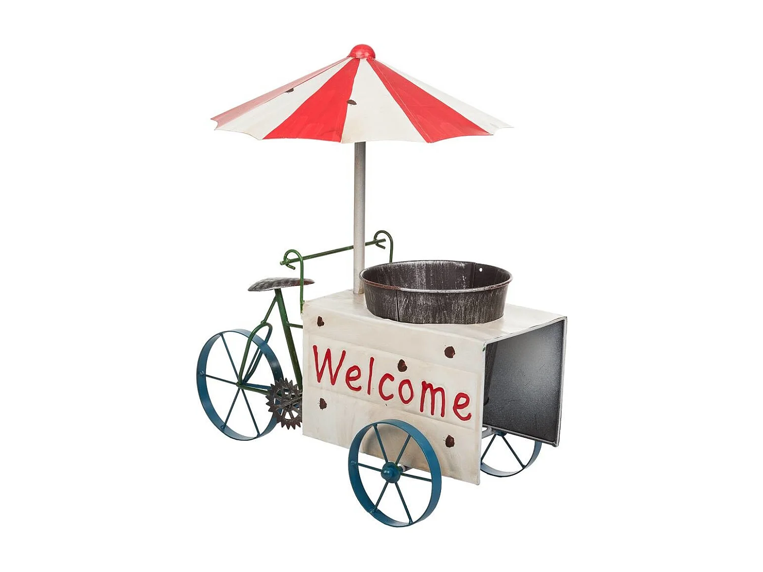 Triciclo portafiori in metallo 49x34x52h