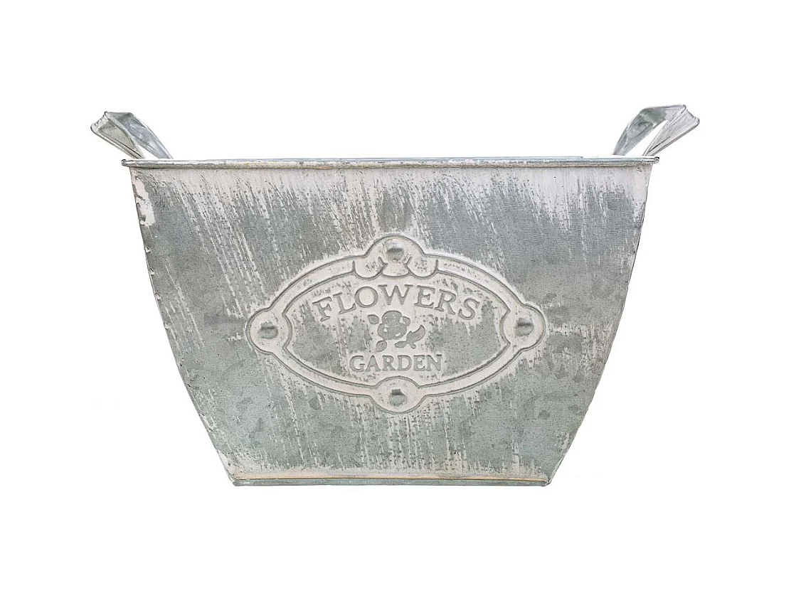 Macetero de metal blanco 29.5/24x24x16.5/19 b:15.5x15.5