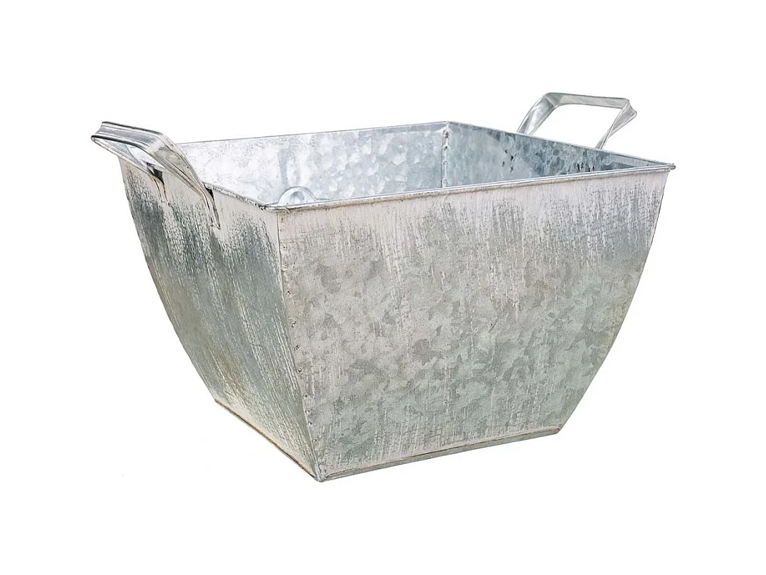 Macetero de metal blanco 29.5/24x24x16.5/19 b:15.5x15.5