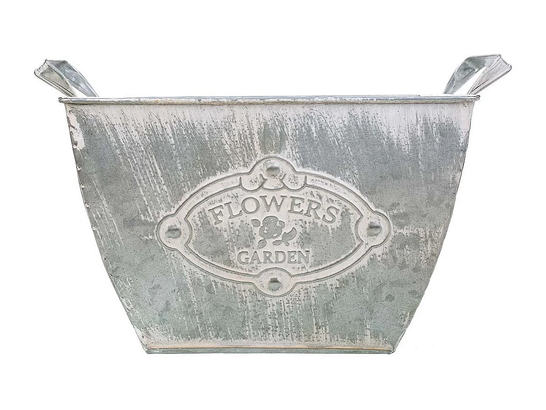 Macetero de metal blanco 29.5/24x24x16.5/19 b:15.5x15.5