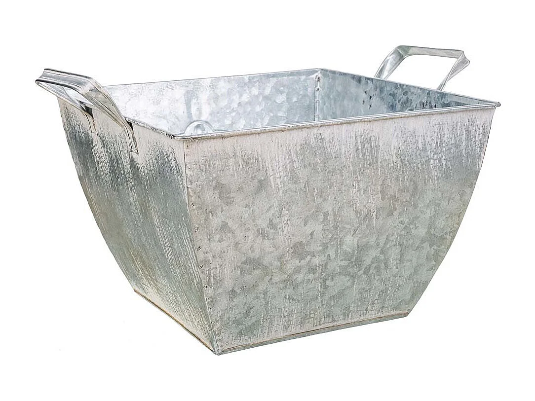 Macetero de metal blanco 29.5/24x24x16.5/19 b:15.5x15.5