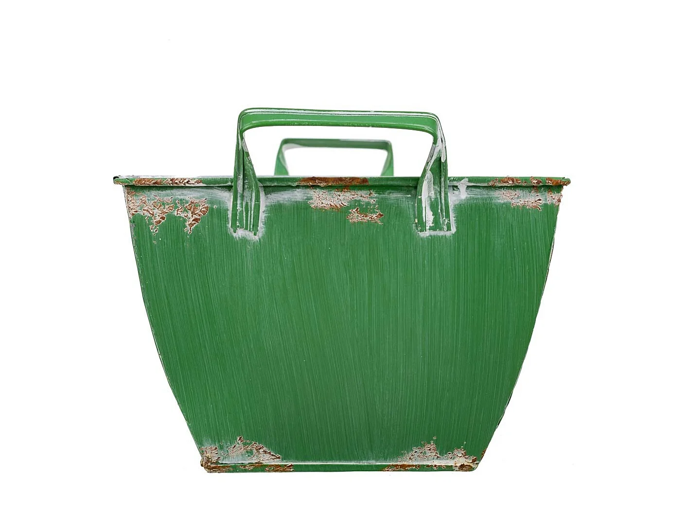 Macetero de metal verde 35/29.5x19.5x14.5/17.5 b:22.5x13