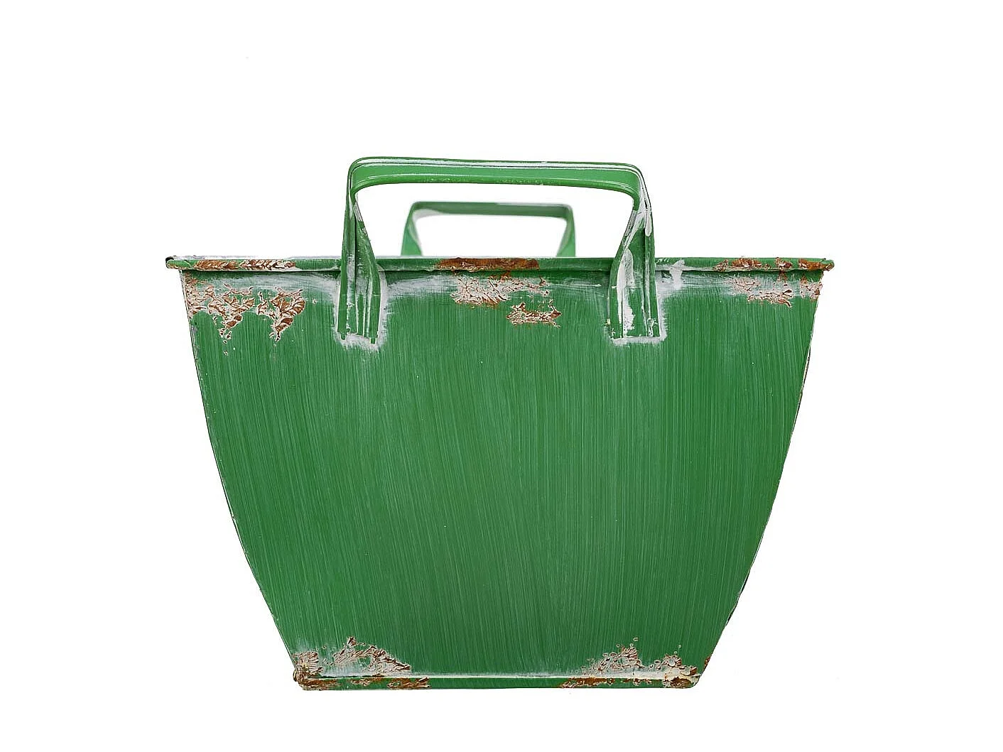 Macetero de metal verde 35/29.5x19.5x14.5/17.5 b:22.5x13