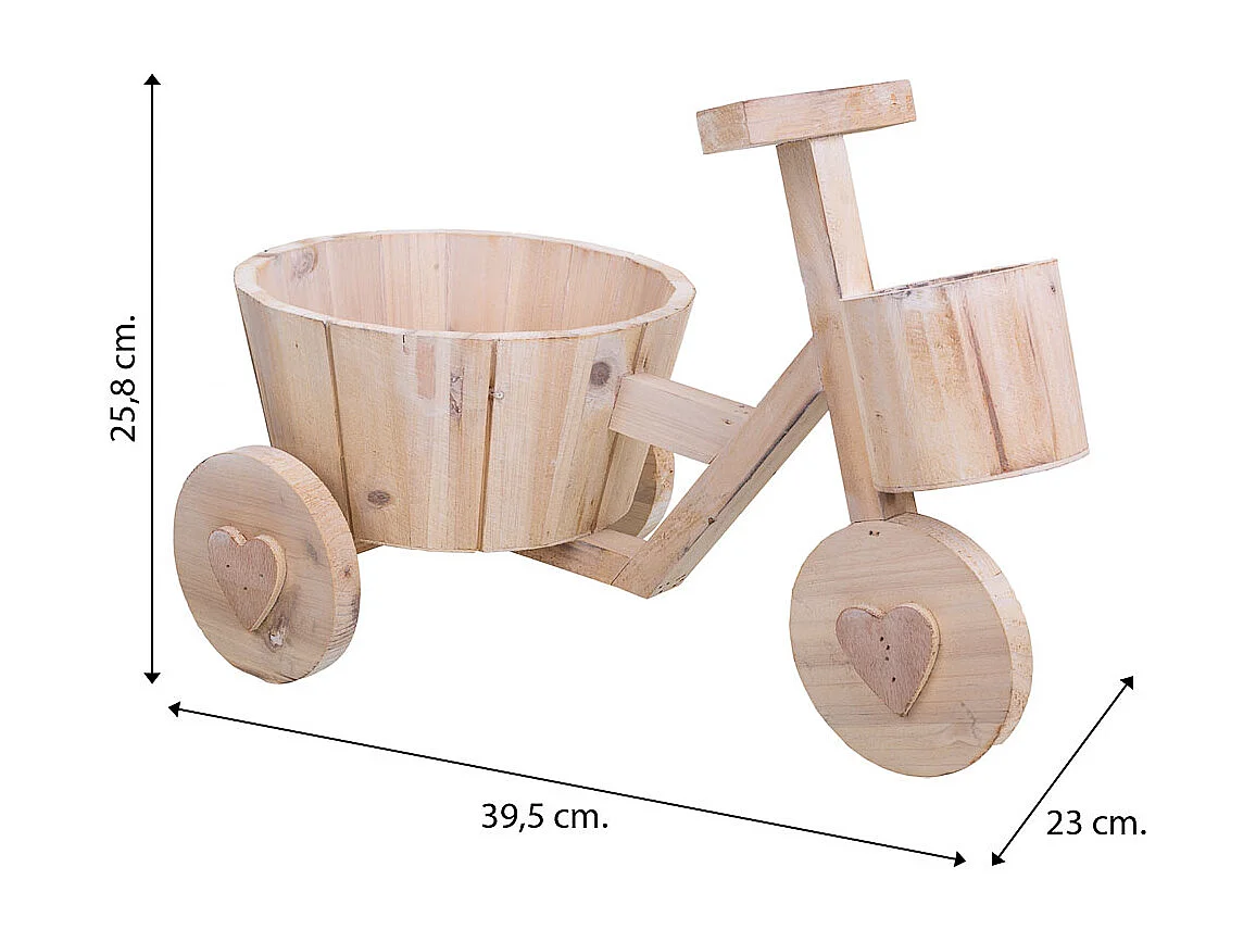 Bici Macetero de madera marrón 39,5x23x25,8