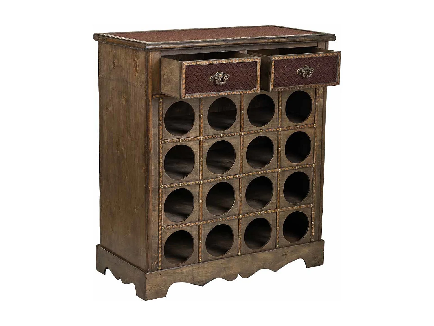 Mobile portabottiglie vino in legno marrone 63x31x69,5h
