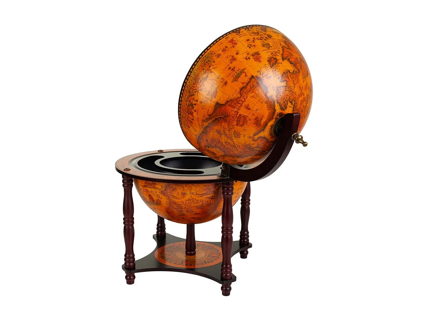 Botellero globo terráqueo marrón 42x42x57