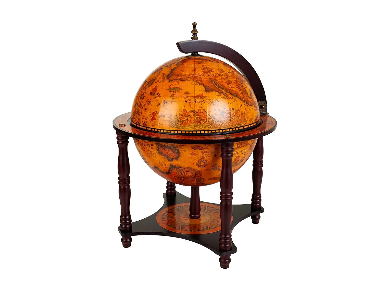 Casier à vin globe terrestre marron 42x42x57h
