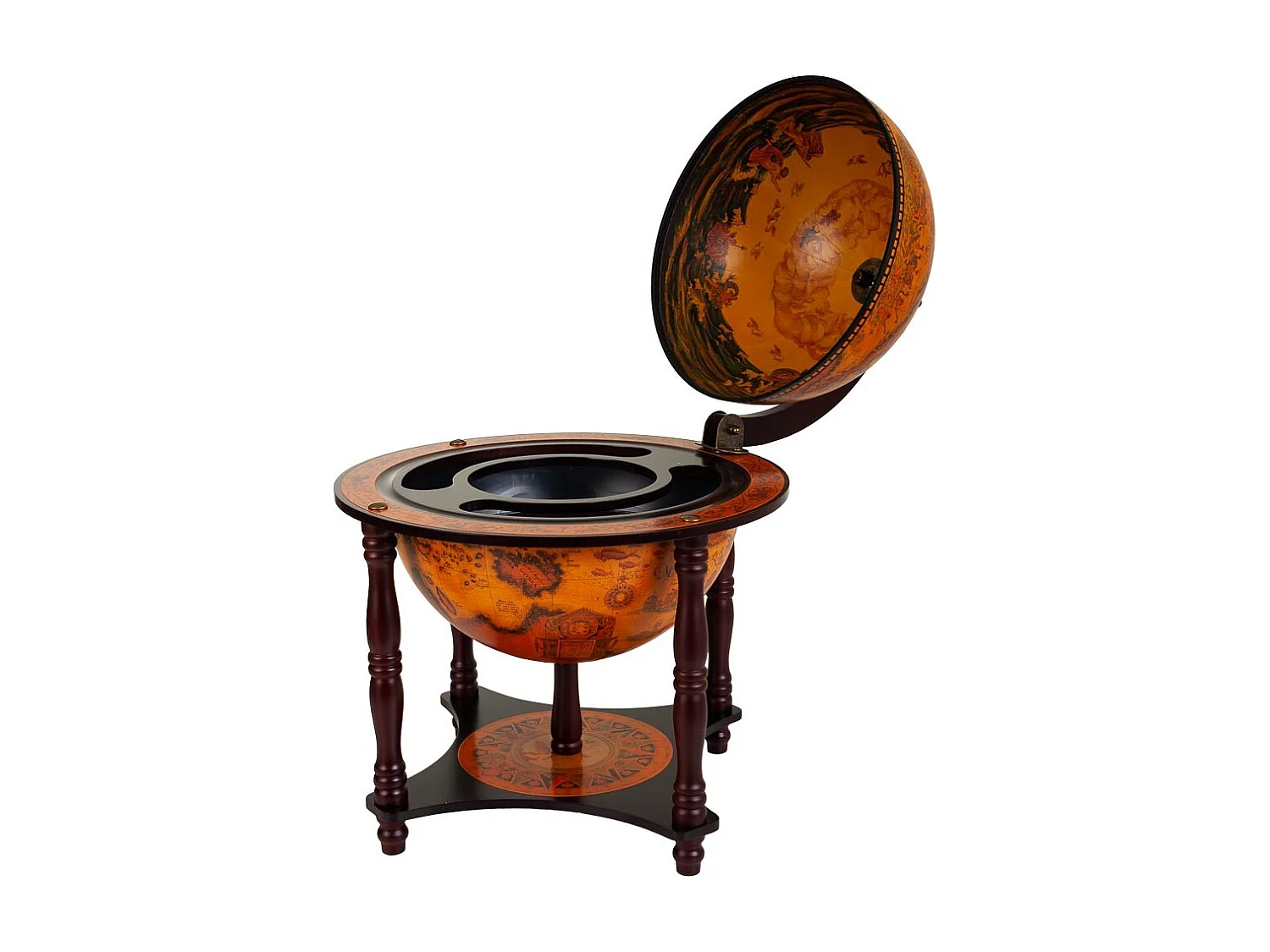 Casier à vin globe terrestre marron 42x42x57h