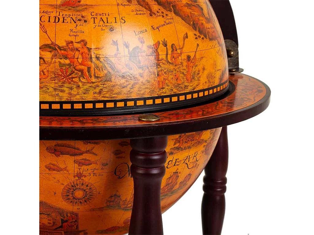 Casier à vin globe terrestre marron 42x42x57h