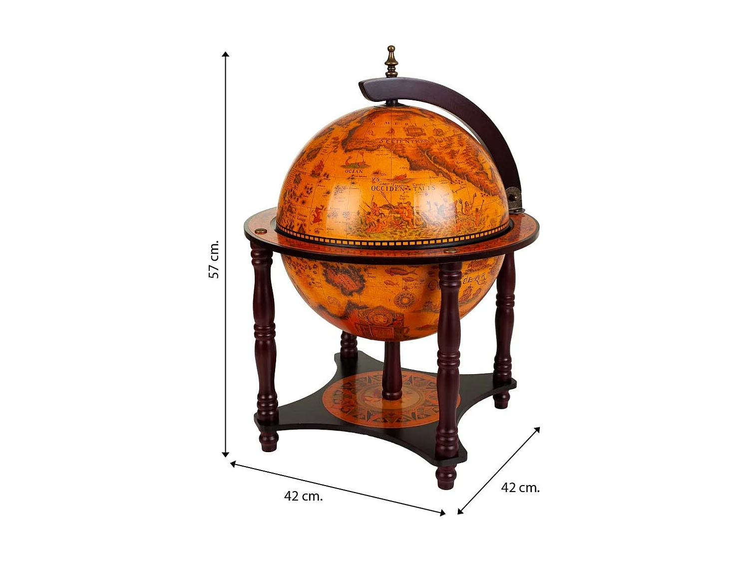 Braunes Globus-Weinregal 42x42x57h cm