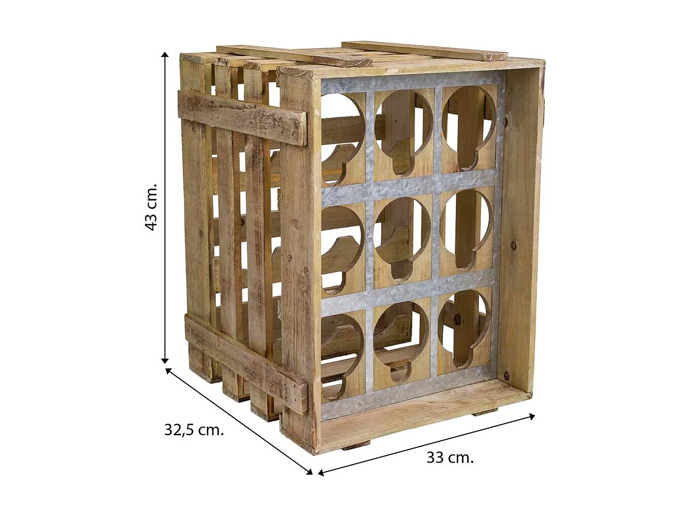 Braune Weinregal-Schublade aus Holz, 33 x 32,5 x 43 h cm