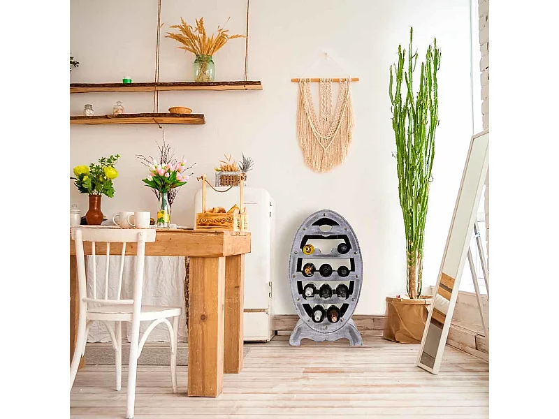 Botellero de madera gris 46x27x85