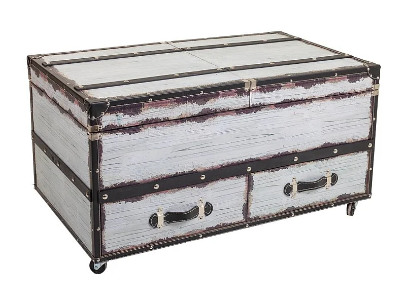 Portabottiglie in legno e tela bianca 100x60x55h