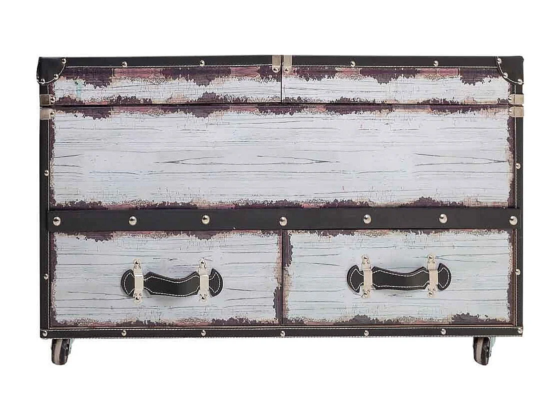 Botellero de madera y canvas blanco 100x60x55