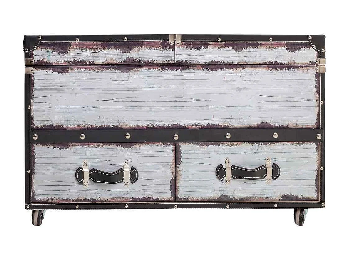 Botellero de madera y canvas blanco 100x60x55