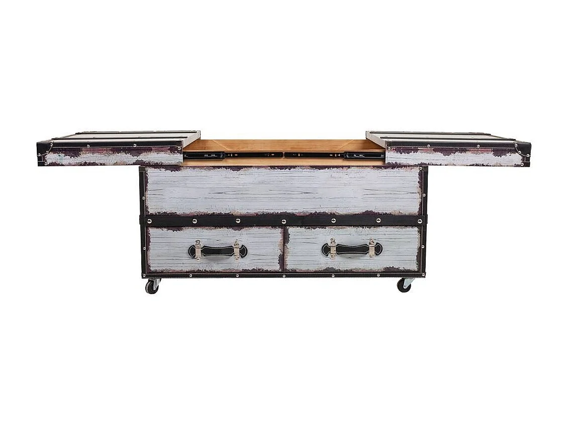 Botellero de madera y canvas blanco 100x60x55