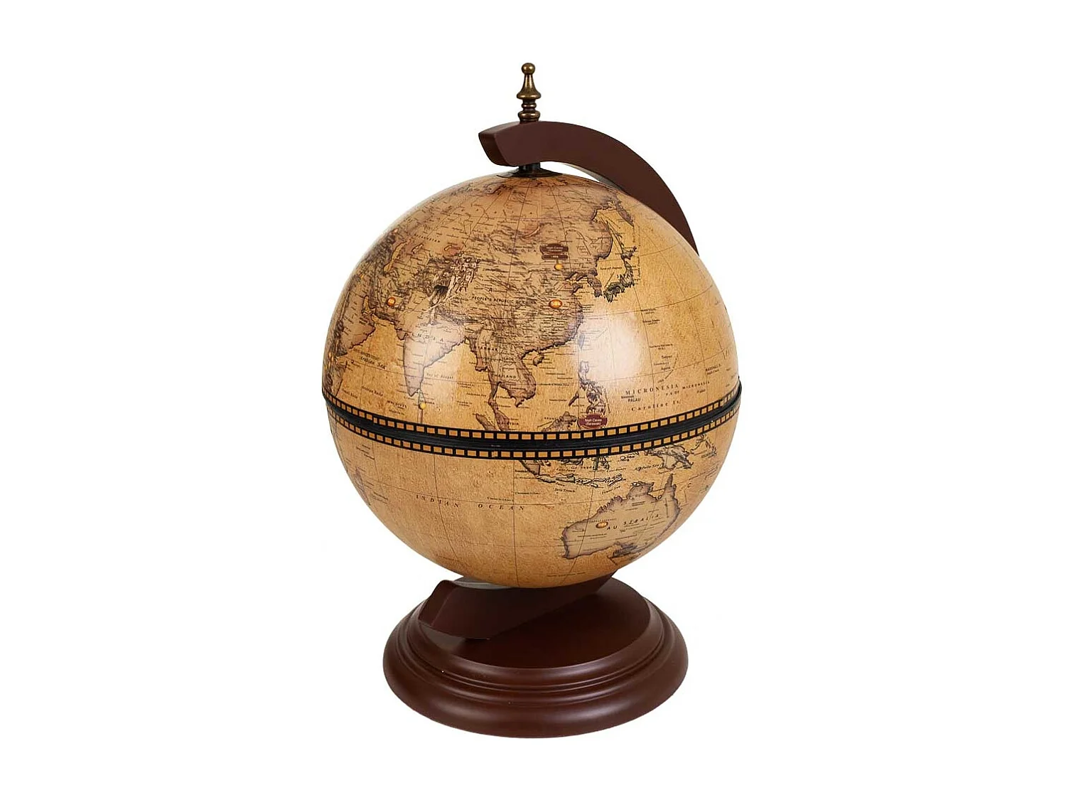 Casier à vin globe terrestre marron 38x33x48h