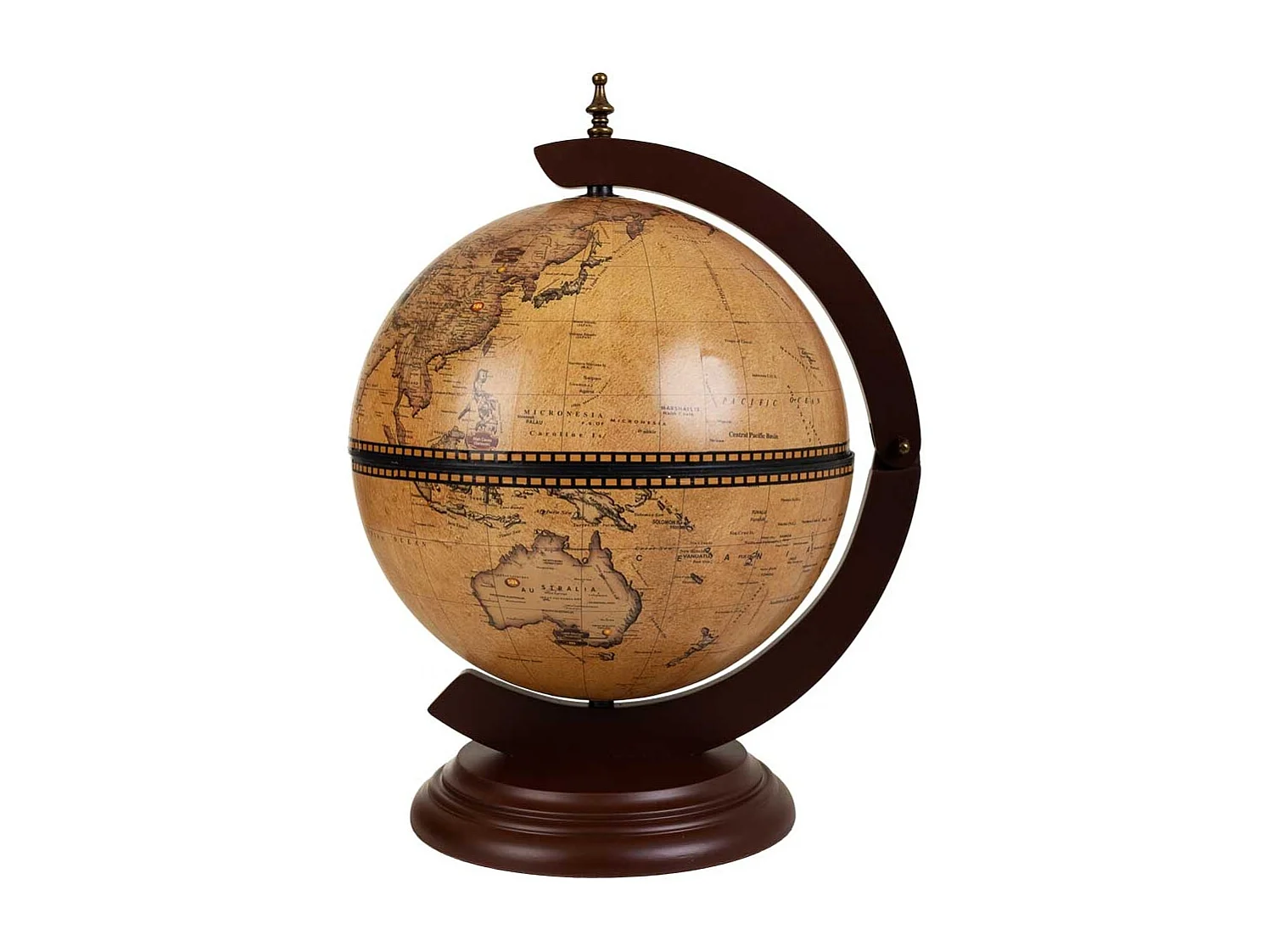 Casier à vin globe terrestre marron 38x33x48h
