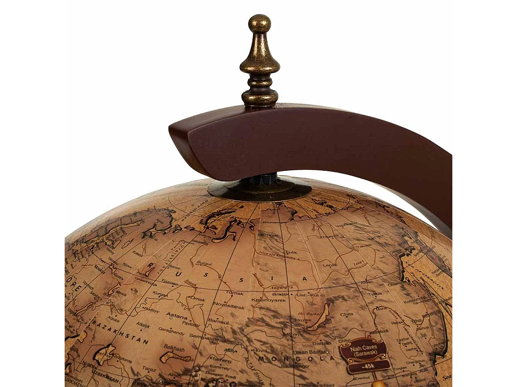 Casier à vin globe terrestre marron 38x33x48h