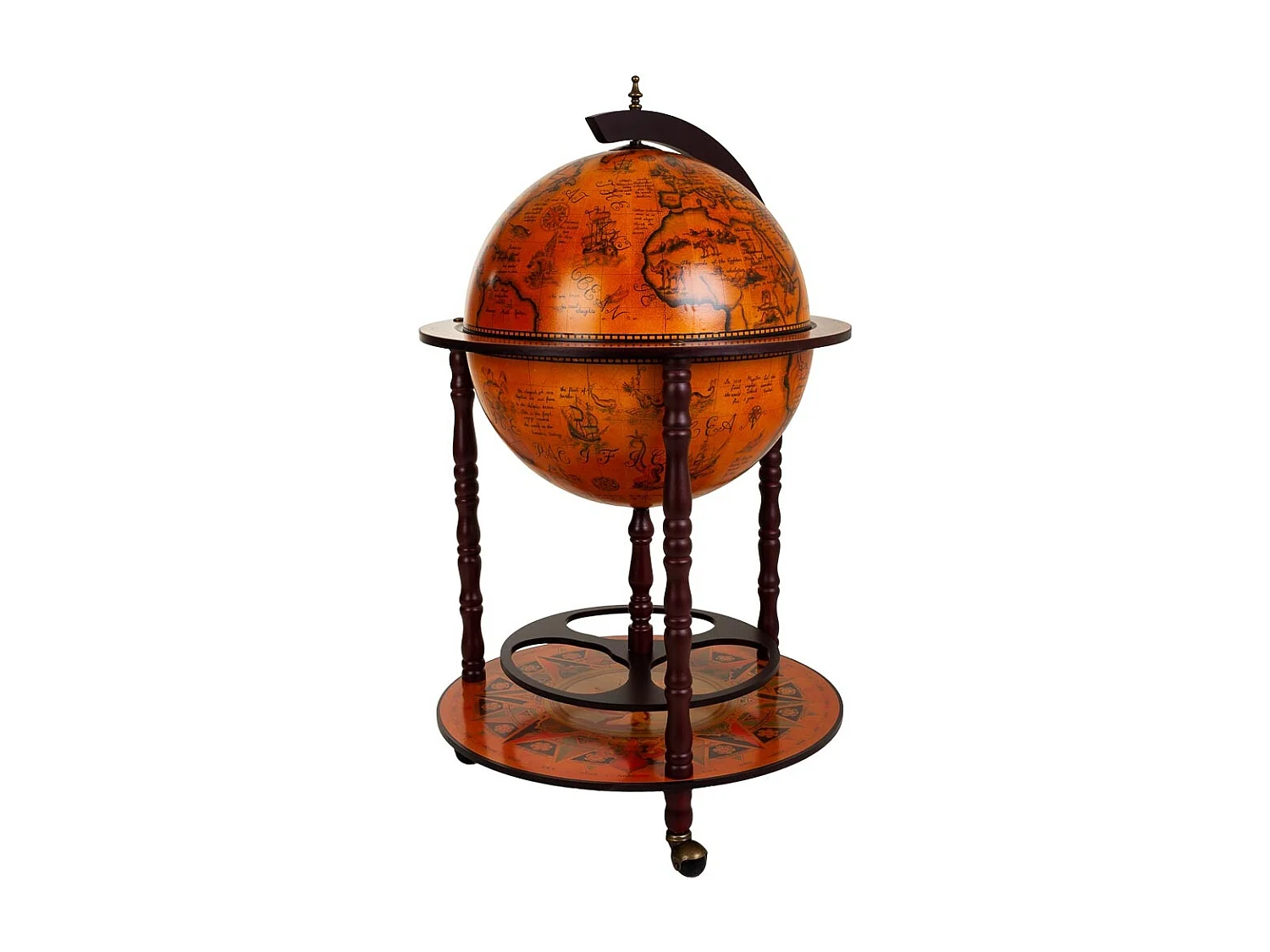 Braunes Globus-Weinregal 55,5 x 55 x 5 x 93,5 cm