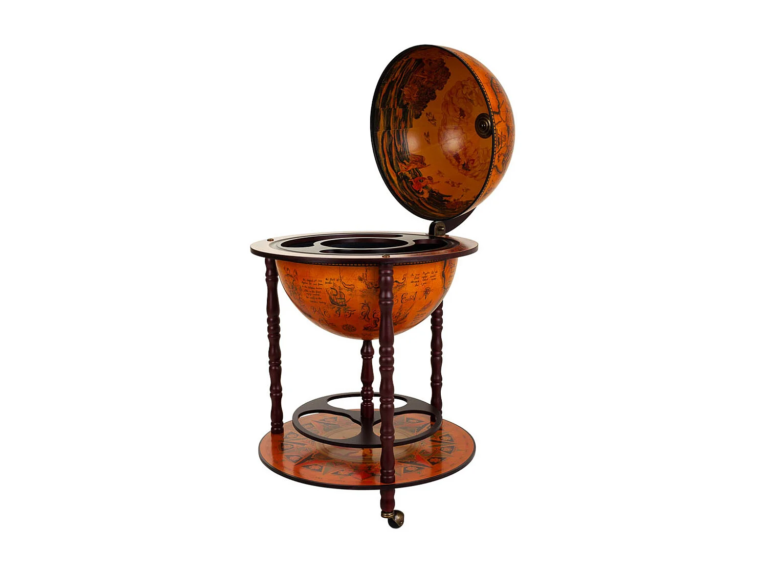 Braunes Globus-Weinregal 55,5 x 55 x 5 x 93,5 cm