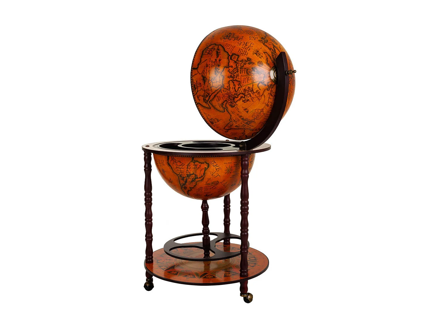 Braunes Globus-Weinregal 55,5 x 55 x 5 x 93,5 cm