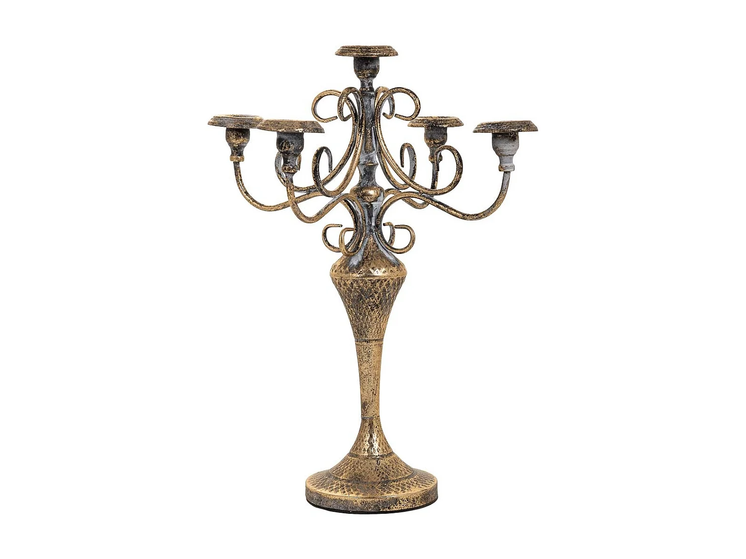 Castiçal em metal dourado 29x29x47,5