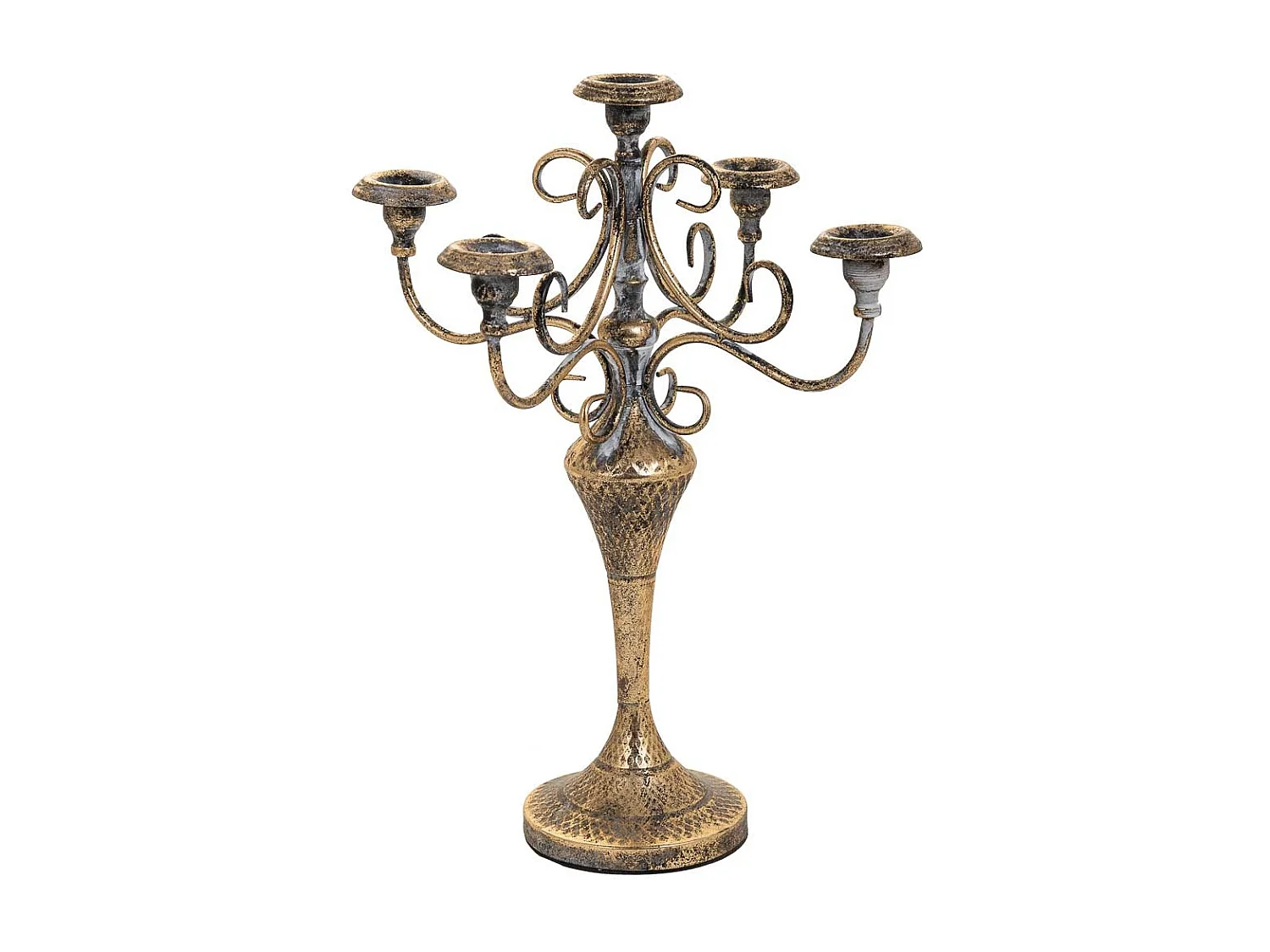 Castiçal em metal dourado 29x29x47,5