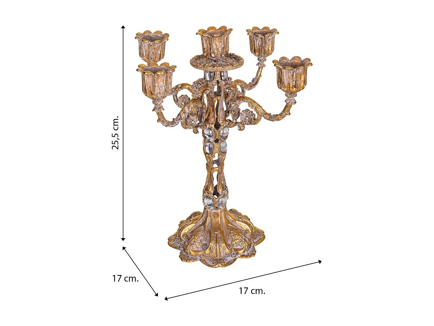 Goldener Kerzenständer 17x17x25,5h cm