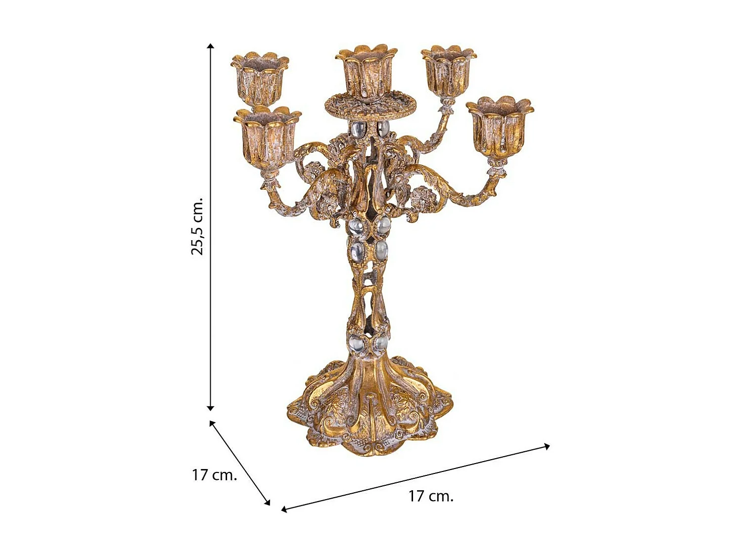 Goldener Kerzenständer 17x17x25,5h cm