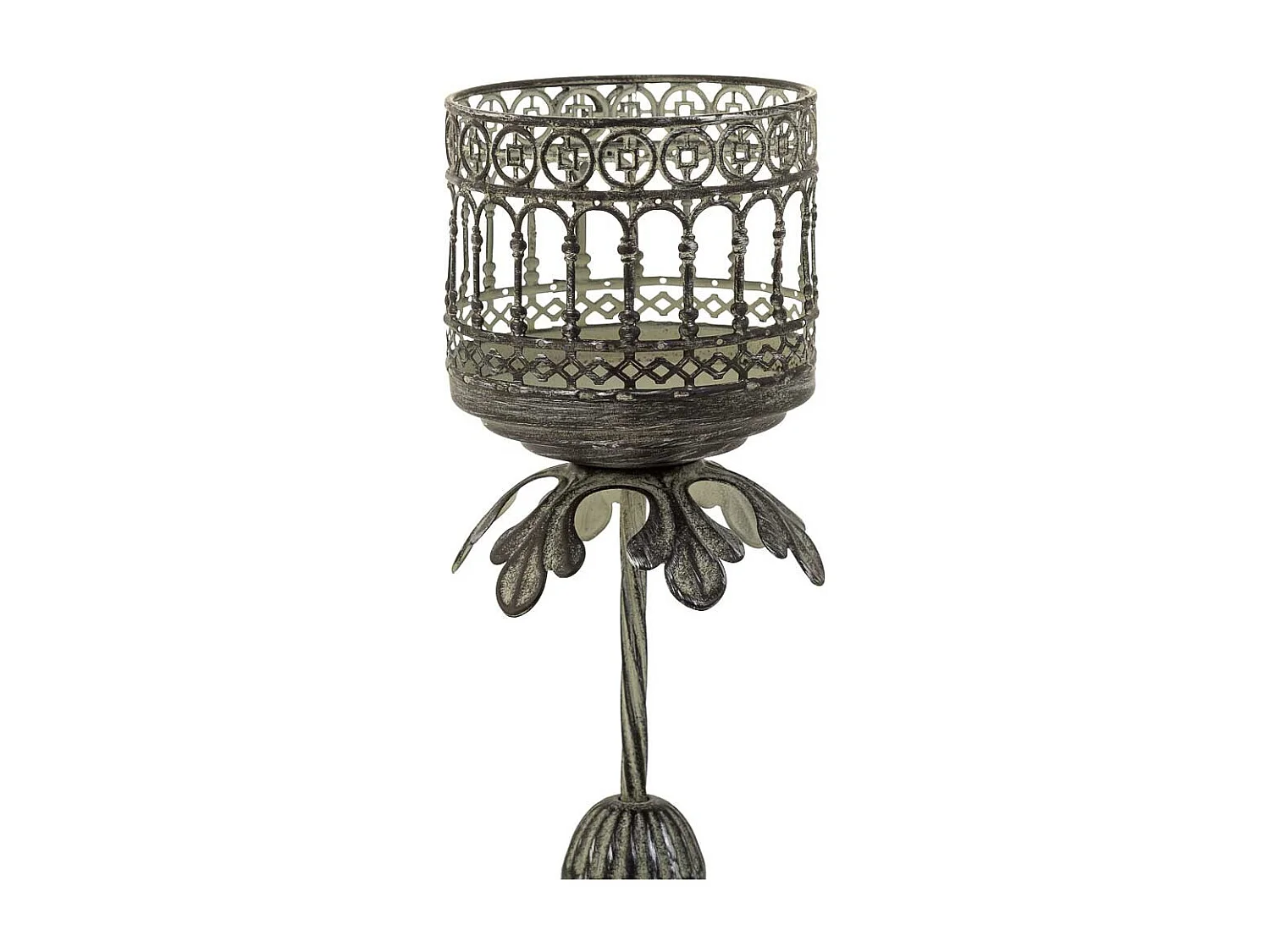 Castiçal de metal marrom 13x13x51,5