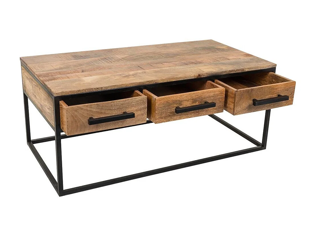 Table basse en bois et métal marron 119x61x48h
