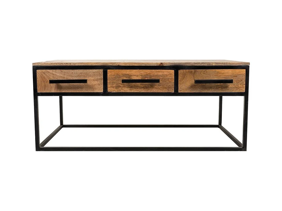 Table basse en bois et métal marron 119x61x48h