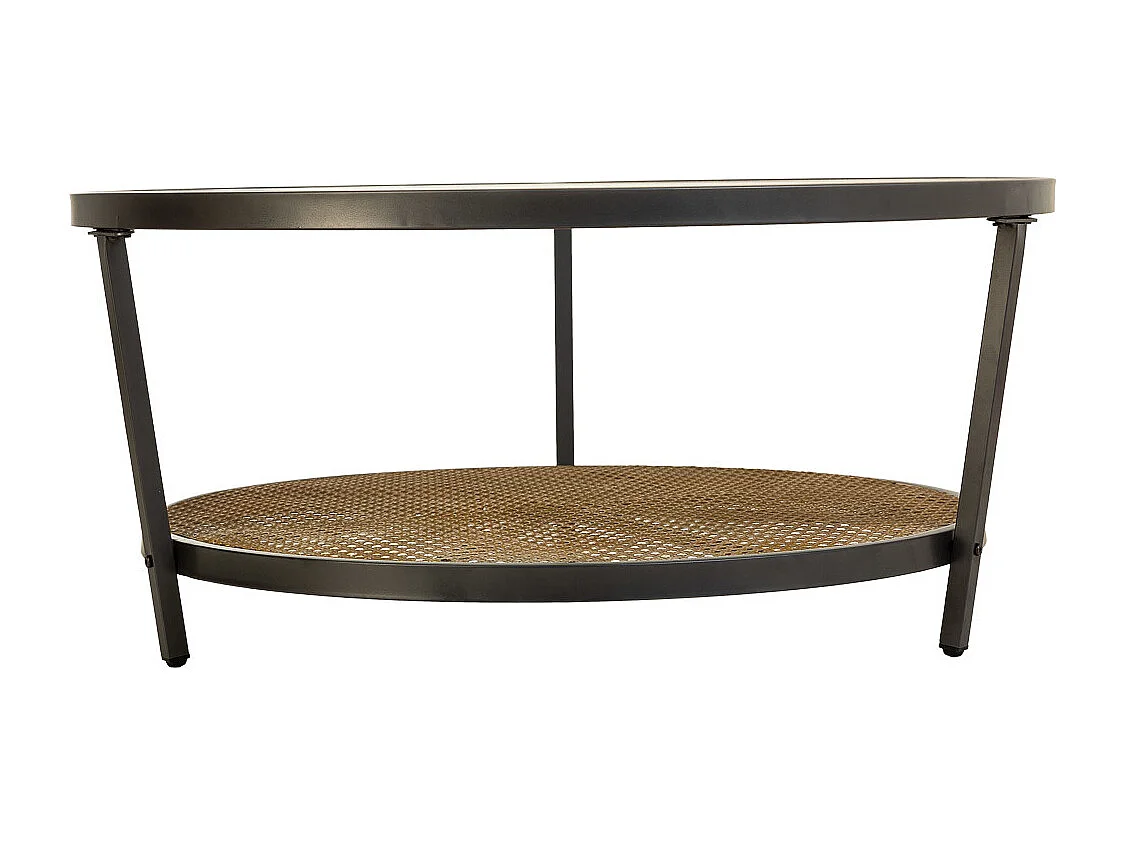 Runder Couchtisch aus Metall und braunem Glas, 91 x 91 x 41,5 h cm