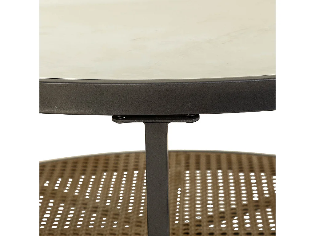 Runder Couchtisch aus Metall und braunem Glas, 91 x 91 x 41,5 h cm