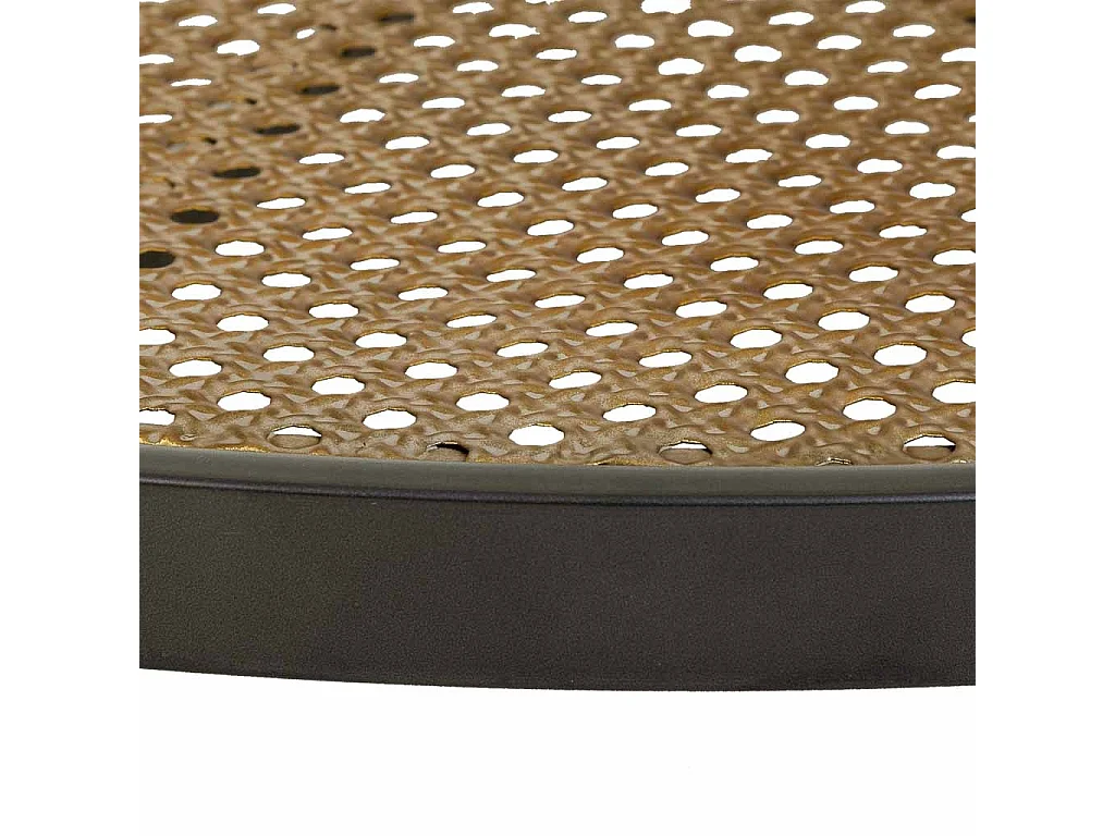 Runder Couchtisch aus Metall und braunem Glas, 91 x 91 x 41,5 h cm