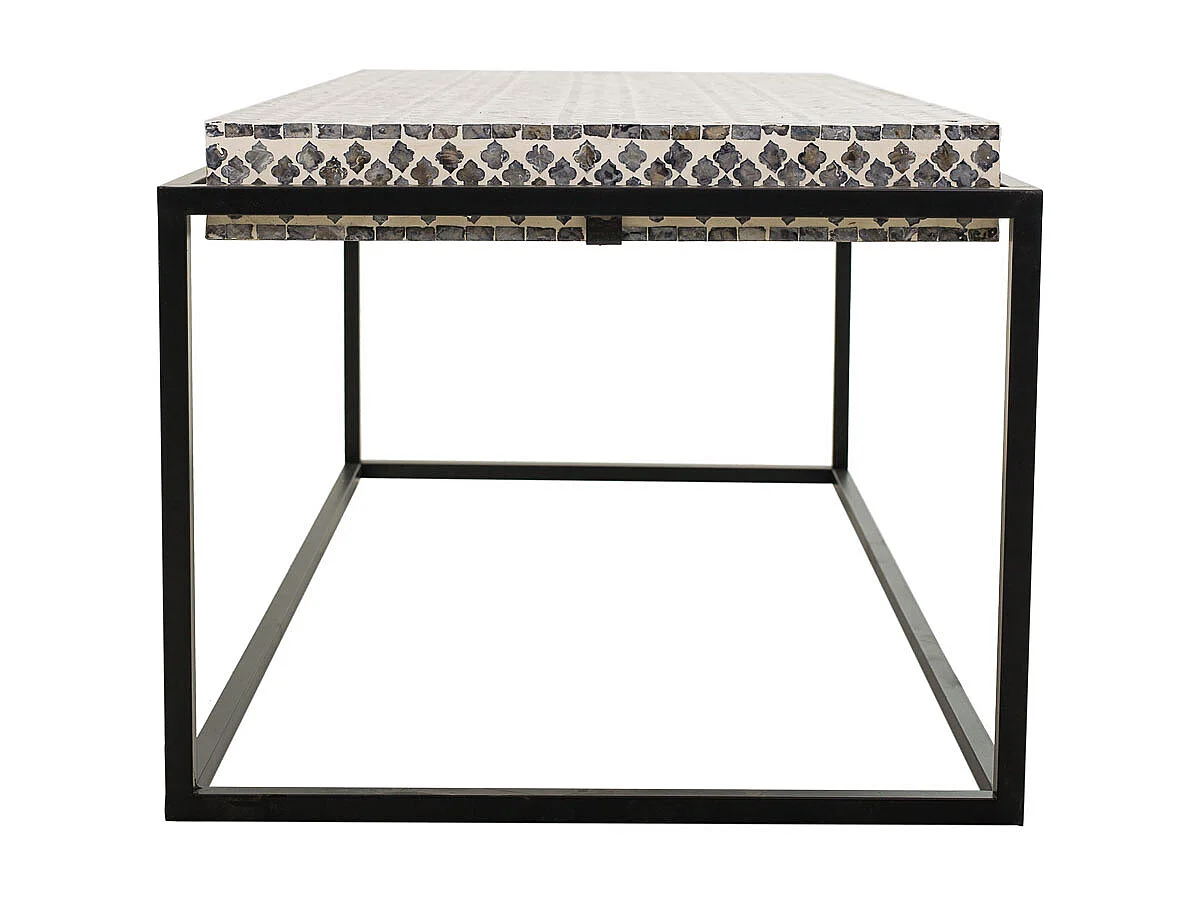 Mesa de centro Rectangular de madera acabado en capiz gris 124x60x49