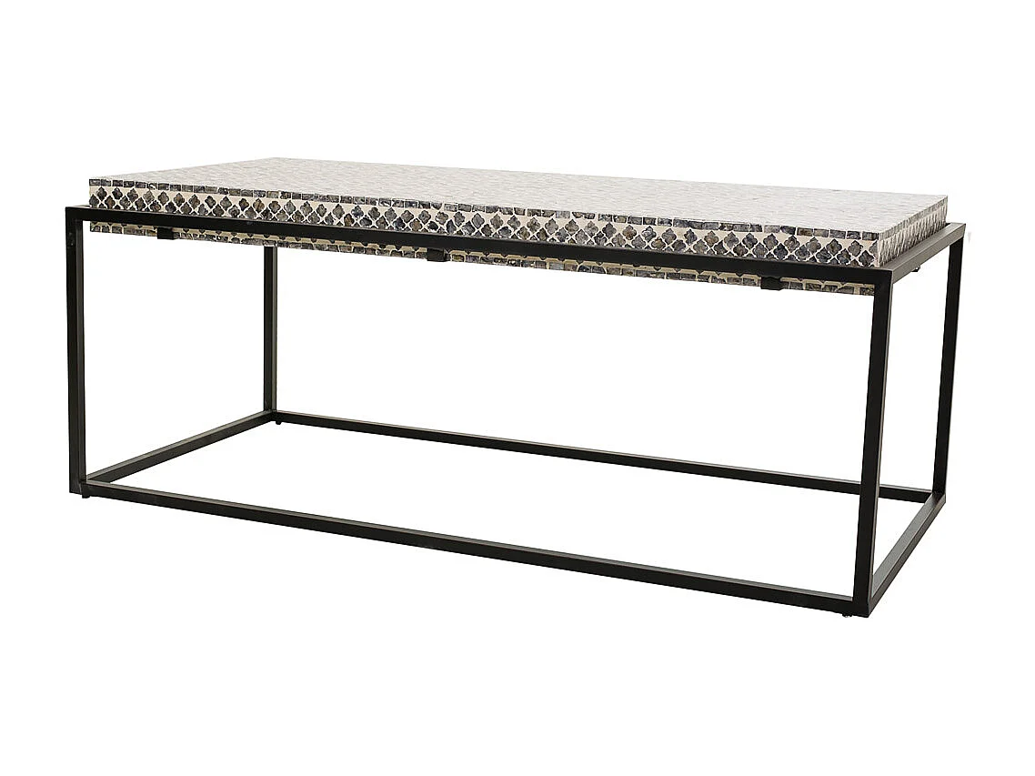 Mesa de centro Rectangular de madera acabado en capiz gris 124x60x49