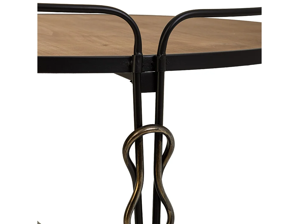 Tavolino in legno e metallo nero 78x78x53h cm