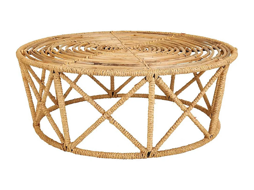 Table basse en canne à sucre 80x80x45h
