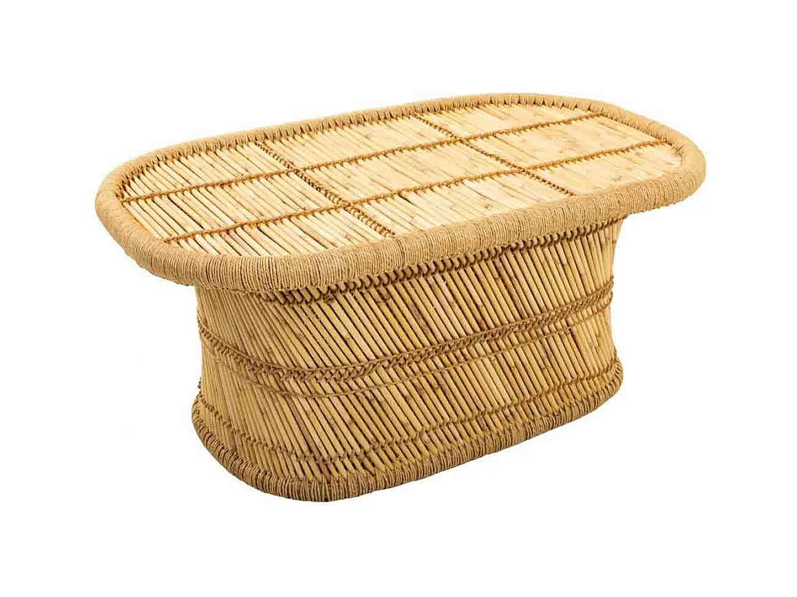 Table d'appoint en bambou marron 102x65x45h